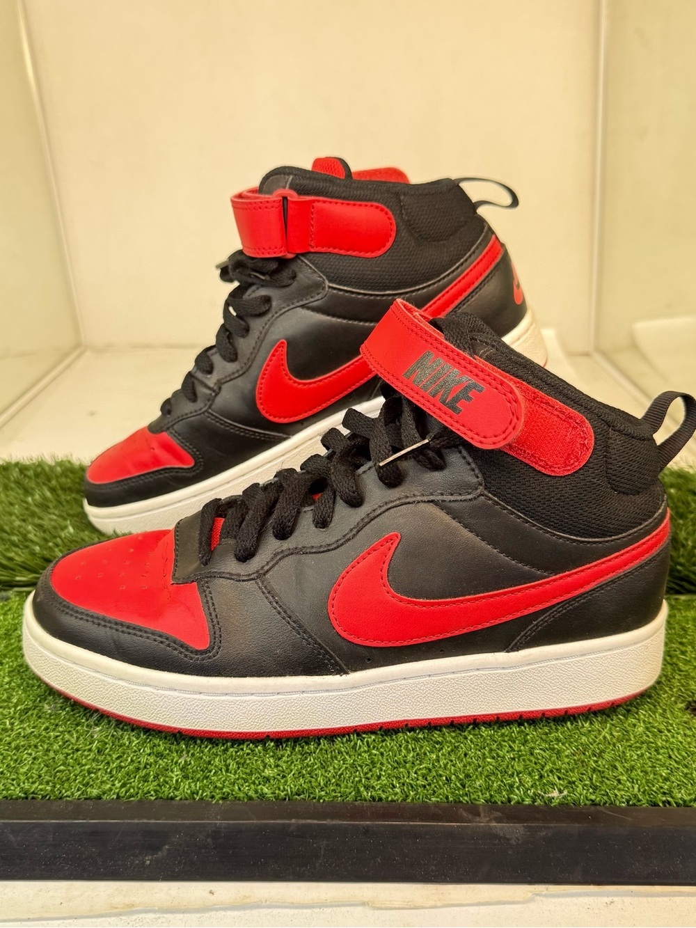 Nike Court Borough Mid 2 Sneakers Black & Red Material, Kid's 6